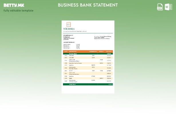 модерен стил Словачка VUB организација изјава Шаблон Word и PDF
